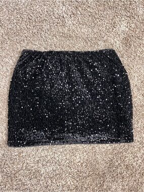 SHEIN Black Sequin Mini Skirt